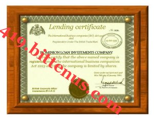 Certificate of lending